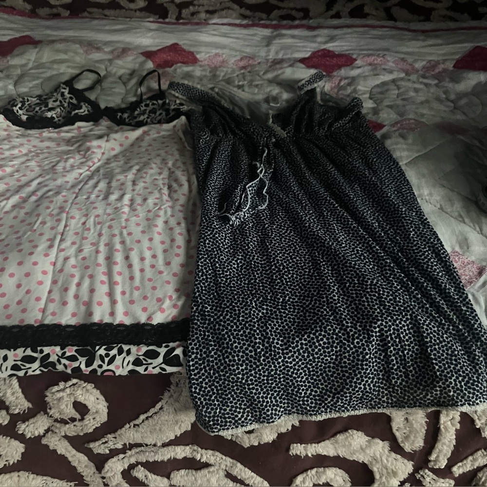 NDI Black & White Polka Dot Nightgowns - Dual Set